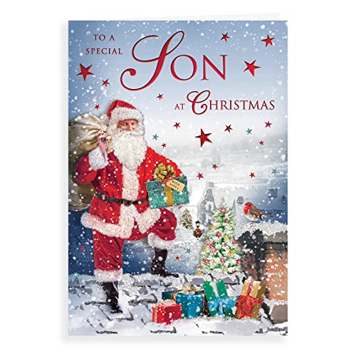 Traditionelle Weihnachtskarte für Sohn, 22,9 x 15,2 cm, Regal Publishing (C85452) von Piccadilly Greetings