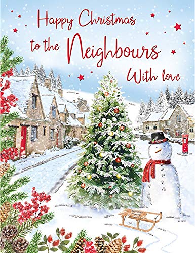 Traditionelle Weihnachtskarte mit Nachbarn – 20,3 x 15,2 cm – Regal Publishing von Piccadilly Greetings