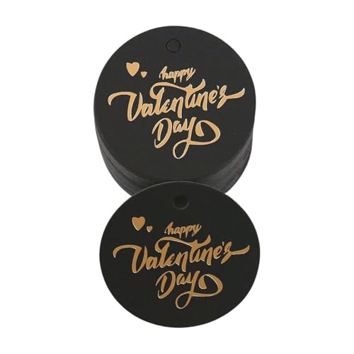 100 Stück Herz-/runde Papieretiketten für Süßigkeitenbeutel und Valentinstagsverpackung, Heißprägung, Liebesnachrichtskarten von Piceioep