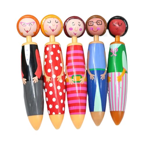 5 Stück 0,7 mm Kugelschreiber, glattes Schreiben, blaue Tinte, Druckstift, kreative Puppen, einziehbarer Kugelschreiber für die Schule von Piceioep