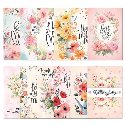 Bunte Postkarten-Set, Grußkarten, Muttertagsfeier, Zubehör, Party-Dekoration, Geschenk für Mutter, 12 Stück Bunte Postkarten-Set, Grußkarten, Muttertagsfeier, Zubehör, Party-Dekoration, Geschenk für Mutter, 12 Stück von Piceioep