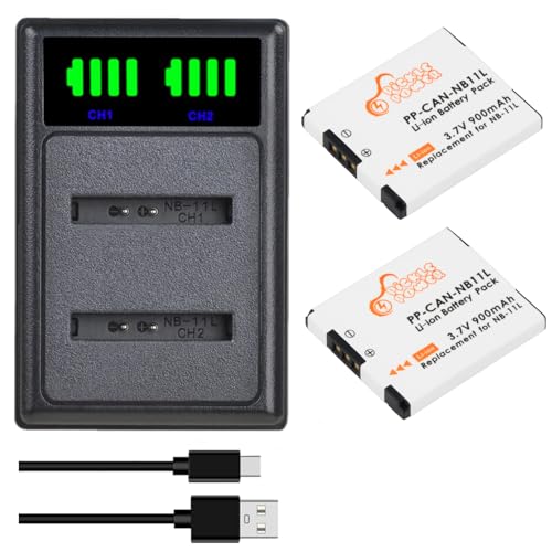 Pickle Power NB-11L Akku (2Stück) und Dual USB Ladegerät ür Canon NB-11LH PowerShot A2300 A2400 A2500 A2600 A3400 A3500 A4000 is ELPH 110 115 HS IXUS 132 150 155 170 Pickle Power NB-11L Akku (2Stück) und Dual USB Ladegerät ür Canon NB-11LH PowerShot A2300 A2400 A2500 A2600 A3400 A3500 A4000 is ELPH 110 115 HS IXUS 132 150 155 170 von Pickle Power