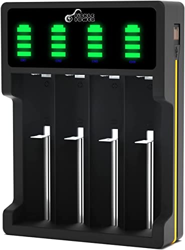 Pickle Power 18650 Ladegerät, 4 Slots LED Display Universal Akku ladegerät für 18350 18490 17500 16340(RCR123) 26650 25500 NI-mh/NI-cd A AA AAA Wiederaufladbare Batterien von Pickle Power