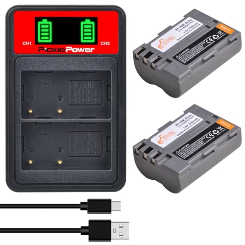 Pickle Power 2Pcs EN-EL3E Akku mit Dual USB Ladegerät für Nikon D700 D90 D300S D300 D200 D80 D50 D70S D70 D100 kameras von Pickle Power