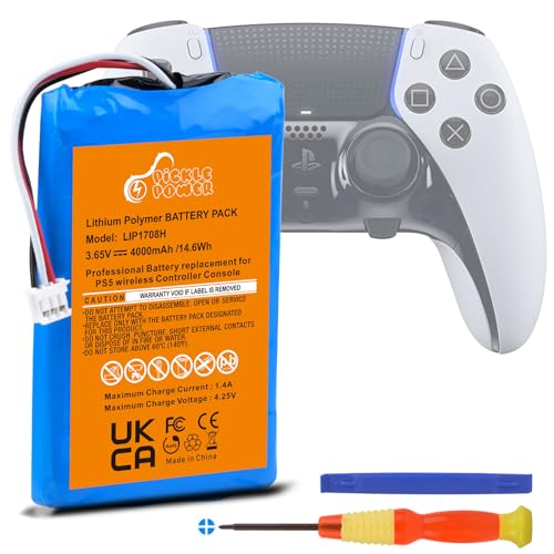 Pickle Power PS5 Controller Akku, 4000mAh LIP1708 Akku Ersatz für Sony Playstation 5 DualSense CFI-ZCT1W Wireless Controller Pickle Power PS5 Controller Akku, 4000mAh LIP1708 Akku Ersatz für Sony Playstation 5 DualSense CFI-ZCT1W Wireless Controller von Pickle Power