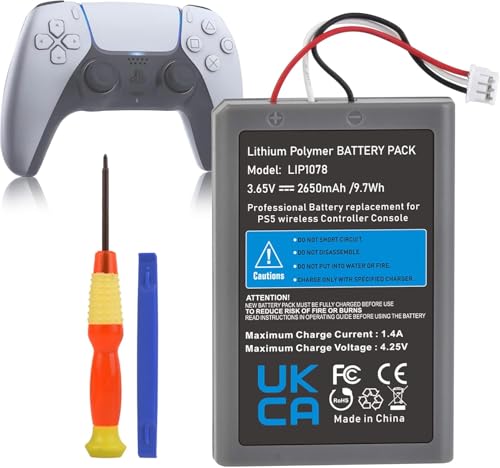 Pickle Power PS5 Controller Akku，2650mAh LIP1078 Akku Ersatz für Sony Playstation 5 DualSense CFI-ZCT1W Wireless Controller von Pickle Power