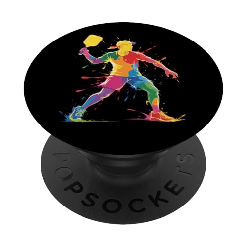 Pickleball Farbspritzer, bunt, Sport, Jungen, Mädchen, Kinder PopSockets Klebender PopGrip von PickleballAxis1