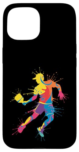 Pickleball Sport Farbspritzer Kunst bunt Jungen Mädchen Kinder Hülle für iPhone 15 von PickleballAxis1