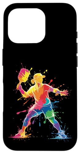 Pickleball Sports Bunte Farbspritzer Kunst Jungen Mädchen Kinder Hülle für iPhone 16 Pro von PickleballAxis1
