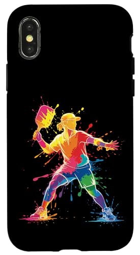 Pickleball Sports Bunte Farbspritzer Kunst Jungen Mädchen Kinder Hülle für iPhone X/XS von PickleballAxis1