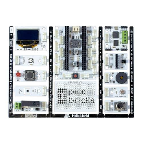 PicoBricks Raspberry Pi Pico W Starter-Set mit umfangreicher Lernanleitung, Raspberry Pi Kit, Raspberry Pi Starter-Set, Elektronik-Set (nicht im Lieferumfang enthalten) von Picobricks