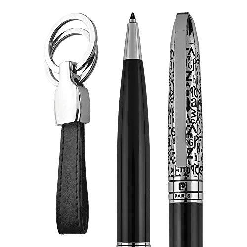 Pierre Cardin Set aus Metall-Kugelschreiber und Schlüsselring Schlüsselanhänger Leder als Geschenk Keychain set ballpoint pen TRIANON von Pierre Cardin