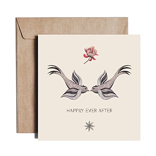Pieskot Einzigartige grafische Einladungs-Liebes-Hochzeits-Gruß-Karte Lustige Jahrestags-Karten mit Umschlag, Happily ever after von Pieskot