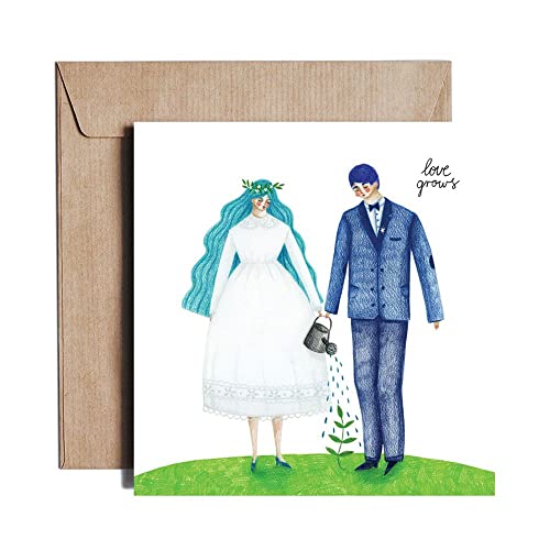 Pieskot Einzigartige grafische Einladungs-Liebes-Hochzeits-Gruß-Karte Lustige Jahrestags-Karten mit Umschlag, Love grows von Pieskot