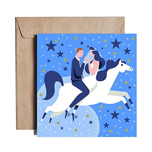 Pieskot Einzigartige grafische Einladungs-Liebes-Hochzeits-Gruß-Karte Lustige Jahrestags-Karten mit Umschlag, Royal Blue Wedding von Pieskot
