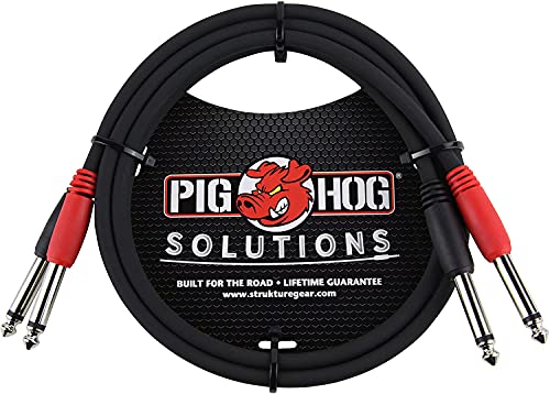 Pig Hog PD-21403 Duales Patch-Kabel, 2 x 6,35mm Mono-Klinke auf 2 x 6,35mm Mono-Klinke, 1 Meter (3FT) von Pig Hog