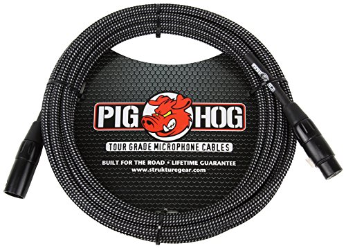 Pig Hog PHM10BKW Hochleistungs-XLR-Mikrofonkabel, gewebt, 3 m, Schwarz/Weiß von Pig Hog