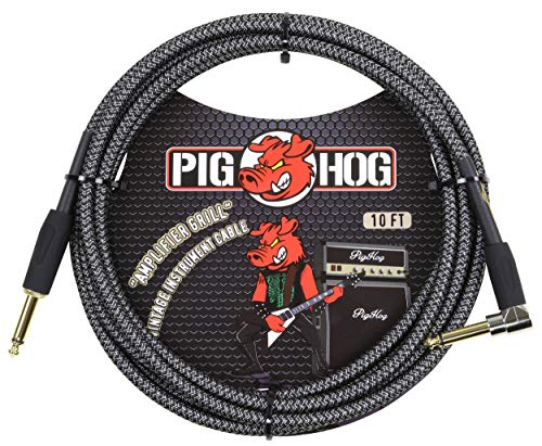Pig Hog Vintage Serie Instrumentenkabel, Amplifier Grill, 3m/10ft, 6.35 (1/4”) auf 6.35 (1/4”), Hochwertige Qualität, Gewebt, Winkelstecker von Pig Hog