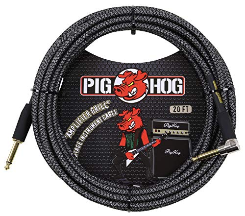Pig Hog Vintage Serie Instrumentenkabel, Amplifier Grill, 6m/20ft, 6.35 (1/4”) auf 6.35 (1/4”), Hochwertige Qualität, Gewebt, Winkelstecker von Pig Hog