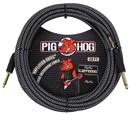 Pig Hog Vintage Serie Instrumentenkabel, Amplifier Grill, 6m/20ft, 6.35 (1/4”) auf 6.35 (1/4”), Hochwertige Qualität, Gewebt von Pig Hog