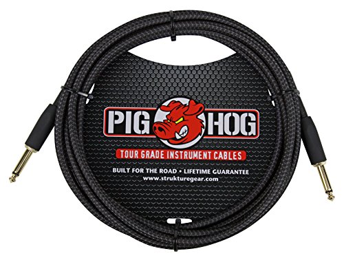 Pig Hog Vintage Serie Instrumentenkabel, Black Woven, 3m/10ft, 6.35 (1/4”) auf 6.35 (1/4”), Hochwertige Qualität, Gewebt von Pig Hog