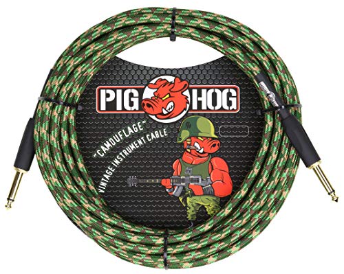 Pig Hog Vintage Serie Instrumentenkabel, Camouflage, 6m/20ft, 6.35 (1/4”) auf 6.35 (1/4”), Hochwertige Qualität, Gewebt von Pig Hog
