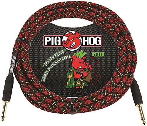 Pig Hog Vintage Serie Instrumentenkabel, Tartan Plaid, 6m/20ft, 6.35 (1/4”) auf 6.35 (1/4”), Hochwertige Qualität, Gewebt von Pig Hog