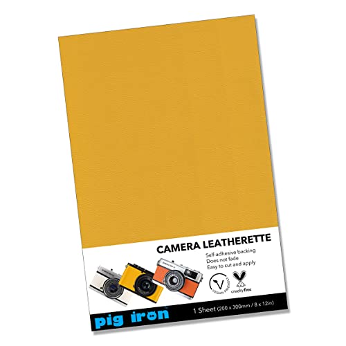 Pig Iron Selbstklebende Kamera-Bogen aus Kunstleder, A4, 300 x 200 mm, einfach anzubringen und zu entfernen, Gelb von Pig Iron