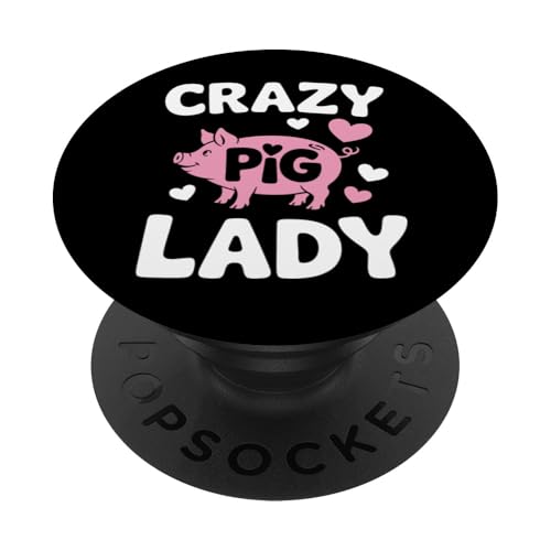 Schwein Crazy Pig Lady PopSockets Klebender PopGrip von Pig Pigs Farm Animal
