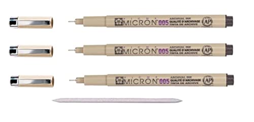 Pigma Micron SEPIA 005 Pigment Schreibpigment Superfein, Set 3 Stück, 005 von Pigma