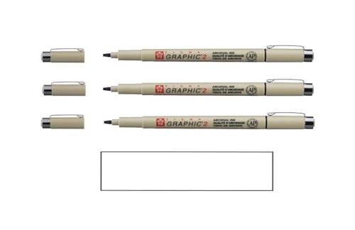 Pigma SAKURA Micron Schwarz Graphic 2 Set 3 Stück und 1 Karte von Pigma