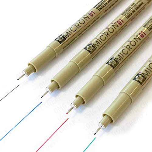 Pigma Sakura Micron Pigment-Stifte, 0,25 mm, superfeine Spitze, Schwarz, Blau, Rot, Grün, 4 Stück Pigma Sakura Micron Pigment-Stifte, 0,25 mm, superfeine Spitze, Schwarz, Blau, Rot, Grün, 4 Stück von SAKURA