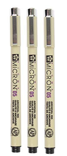 Sakura Pigma Micron – Pigment Fineliner, Nr. 05 (0,45 mm), Schwarz [3 Stück] von Pigma