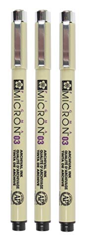Sakura Pigma Micron Pigment Fineliner Nr.03, 0.35mm, Schwarz, 3er-Pack von Pigma