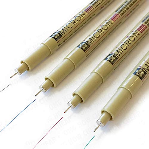 Sakura Pigma Micron – Pigment Fineliner – Pack von 4 – Nr.005 0.20 mm – schwarz, blau, rot und grün von Pigma