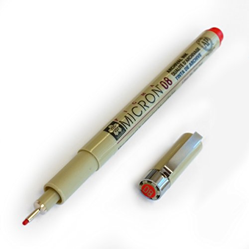 Sakura Pigma Micron Pigment-Fineliner - , 0.,8 mm, rot, 1 Stück von Pigma