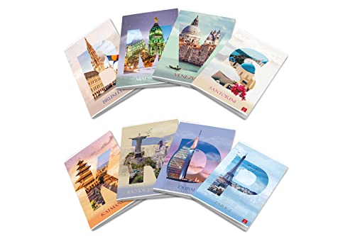 Pigna DREAM CITIES Maxi Notizbücher A4 Lineatur 0C, Streifen mit Rand, 10 Stück von Pigna