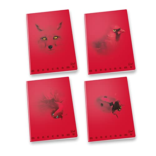 Pigna Maxi Quaderni Monochrom Red - Lineatur 0C, Streifen mit Rand - 10 verschiedene Notizbücher von Pigna