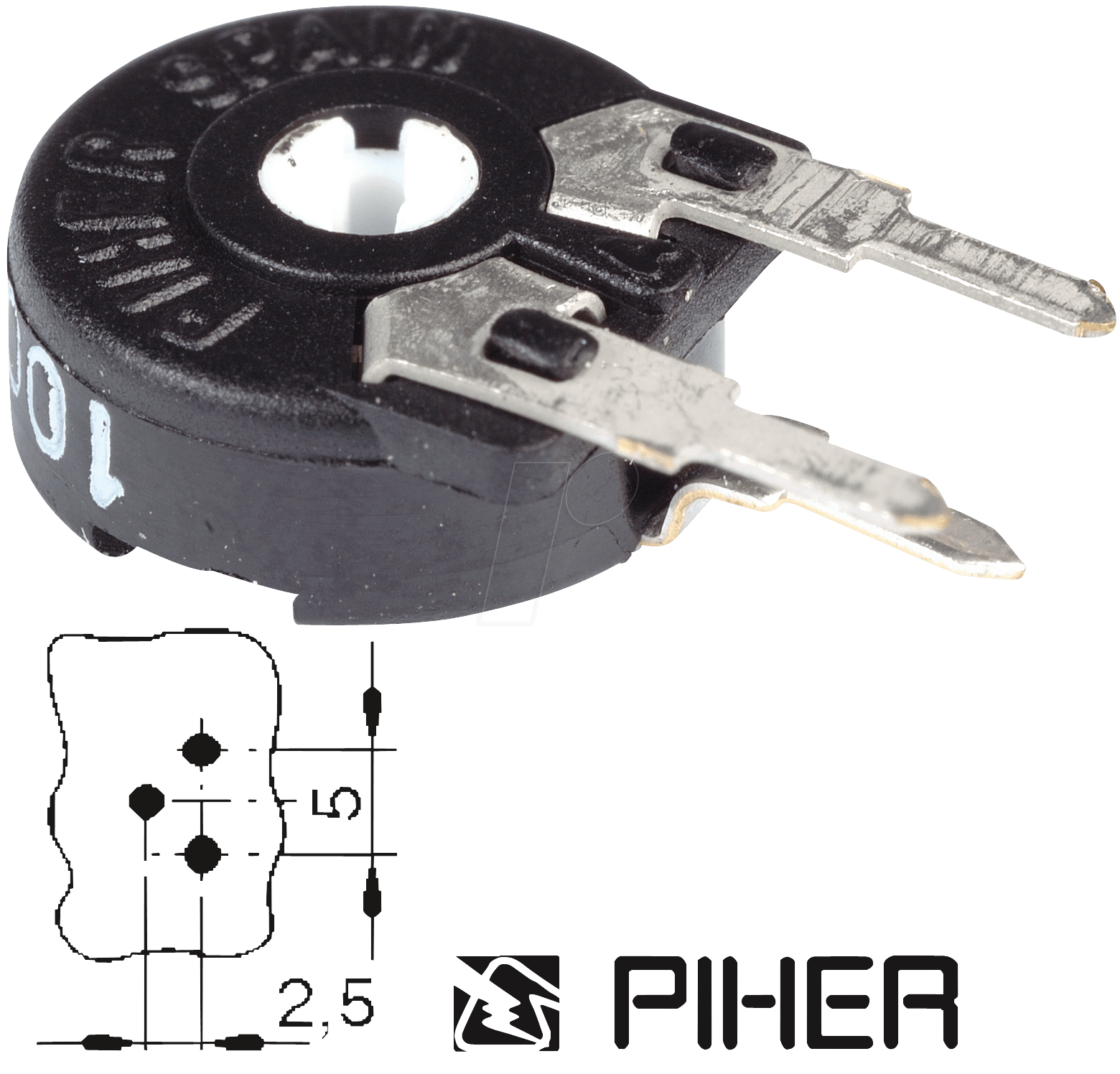 PT 10-S 1,0K - Einstellpotentiometer, stehend, 1,0 kOhm, 10 mm von Piher