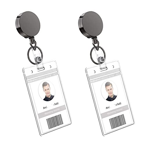Pikioraz Einziehbarer Schlüsselanhänger, Ausziehbarer Schlüsselanhänger mit ID Card Kartenhalter, Badge Reel für Ausweishalter(2 Stück) von Pikioraz