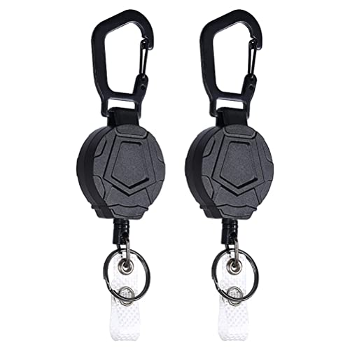Pikioraz Schwerlastbereich Einziehbarer Schlüsselanhänger, Strapazierfähiger Karabiner-Ausweishalter, Schlüsselrolle für Hose Gürtel Rucksack (2 Stück) von Pikioraz