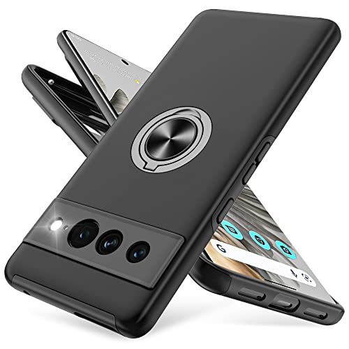 Kompatibel mit Google Pixel 7 Pro Case, Eingebetteter Ständer Hülle Militärgrad Schutzhülle Starke Stoßfestigkeit Hülle für Google Pixel 7 Pro Schwarz von Pilaru
