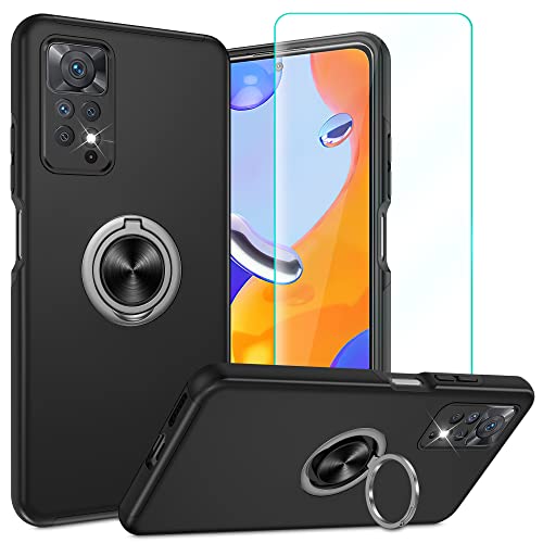Kompatibel mit Xiaomi Redmi Note 11 Pro/Note 11 Pro 5G Hülle, Eingebetteter Ständer Xiaomi Redmi Note 11 Pro hülle Starke Stoßfestigkeit Handyhülle Redmi Note 11 Pro Schwarz von Pilaru