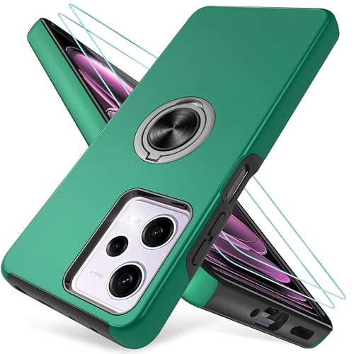 Kompatibel mit Xiaomi Redmi Note 12 Pro 5G Hülle mit 2 Stück Displayschutzfolie,TPU+PC Schutzhülle mit 360° Magnetis Drehbarer Ständer für Redmi Note 12 Pro 5G / Poco X5 Pro 5G Handyhülle-Grün von Pilaru