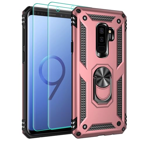 Pilaru Handyhülle für Samsung Galaxy S9 Plus Hülle, mit 2 Stück Schutzfolie, 360° Drehhalter Ring Kratzfest Militär Stoßfest Outdoor Schutzhülle für Samsung Galaxy S9 Plus,Roségold Pilaru Handyhülle für Samsung Galaxy S9 Plus Hülle, mit 2 Stück Schutzfolie, 360° Drehhalter Ring Kratzfest Militär Stoßfest Outdoor Schutzhülle für Samsung Galaxy S9 Plus,Roségold von Pilaru