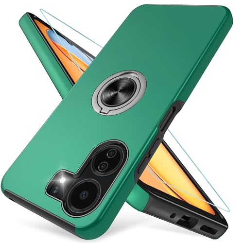 Pilaru Kompatibel mit Xiaomi Redmi 13C/Poco C65 Hülle, Eingebetteter 360° Drehbarer Ständer Schutzhülle Xiaomi Redmi 13C Hülle Starke Stoßfestigkeit Handyhülle Redmi 13C Hülle-Grün von Pilaru