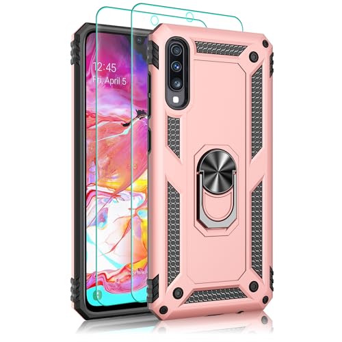 Pilaru Hülle für Samsung Galaxy A70/A70S Handyhülle, mit 2 Stück Schutzfolie, 360° Drehhalter Ring Kratzfest Outdoor Militär Stoßfest Schutzhülle für Samsung A70/A70S,Roségold Pilaru Hülle für Samsung Galaxy A70/A70S Handyhülle, mit 2 Stück Schutzfolie, 360° Drehhalter Ring Kratzfest Outdoor Militär Stoßfest Schutzhülle für Samsung A70/A70S,Roségold von Pilaru