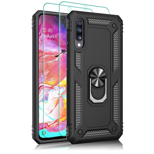 Pilaru Hülle für Samsung Galaxy A70/A70S Handyhülle, mit 2 Stück Schutzfolie, 360° Drehhalter Ring Kratzfest Outdoor Militär Stoßfest Schutzhülle für Samsung A70/A70S,Schwarz Pilaru Hülle für Samsung Galaxy A70/A70S Handyhülle, mit 2 Stück Schutzfolie, 360° Drehhalter Ring Kratzfest Outdoor Militär Stoßfest Schutzhülle für Samsung A70/A70S,Schwarz von Pilaru