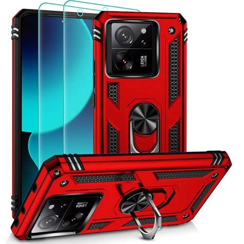 Pilaru Hülle für Xiaomi 13T/13T Pro Handyhülle, mit 2 Stück Schutzfolie, 360° Drehhalter Ring Kratzfest Militär Outdoor Stoßfest Schutzhülle für Xiaomi 13T/13T Pro,Rot Pilaru Hülle für Xiaomi 13T/13T Pro Handyhülle, mit 2 Stück Schutzfolie, 360° Drehhalter Ring Kratzfest Militär Outdoor Stoßfest Schutzhülle für Xiaomi 13T/13T Pro,Rot von Pilaru