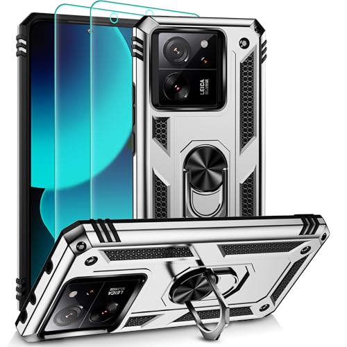 Pilaru Hülle für Xiaomi 13T/13T Pro Handyhülle, mit 2 Stück Schutzfolie, 360° Drehhalter Ring Kratzfest Militär Outdoor Stoßfest Schutzhülle für Xiaomi 13T/13T Pro,Silber Pilaru Hülle für Xiaomi 13T/13T Pro Handyhülle, mit 2 Stück Schutzfolie, 360° Drehhalter Ring Kratzfest Militär Outdoor Stoßfest Schutzhülle für Xiaomi 13T/13T Pro,Silber von Pilaru